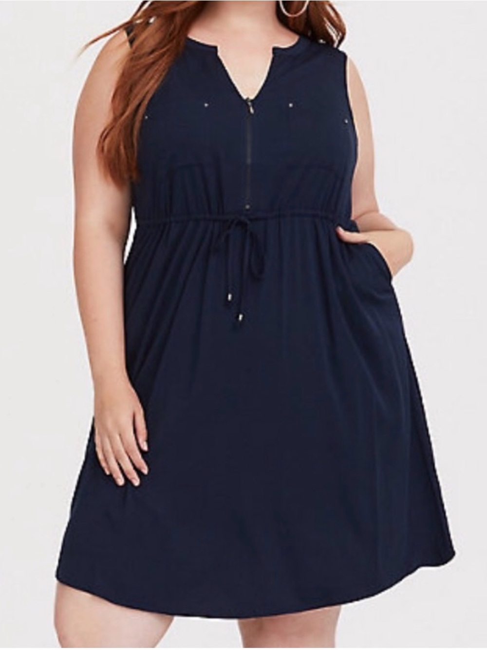 torrid blue zip-front shirt dress with drawstring